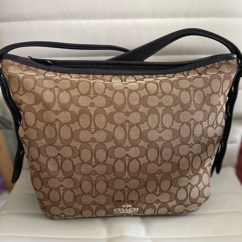 Coach Tan and Brown Signature Shoulder Bag 36314 - Picture 2 of 13